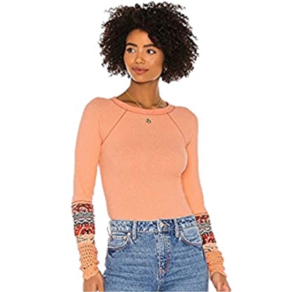 💙Free People coral long sleeve thermal small - Picture 1 of 5